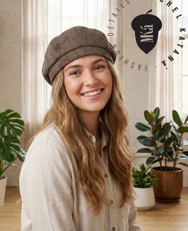 Кепка с козырьком, 8ми-клинка Мужская-Унисекс TWEED EDINBURG LATE MIST из твида (Плотная Костюмно-Блейзерная ШЕРСТЬ) TWEED.8-EDINBURG/LATE.MIST